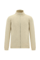 Aç?k Bej Desenli Fermuarl? Yünlü Triko H?rka-Abdullah Ki??l?