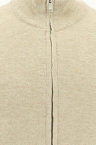 Aç?k Bej Desenli Fermuarl? Yünlü Triko H?rka-Abdullah Ki??l?