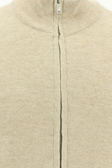 Aç?k Bej Desenli Fermuarl? Yünlü Triko H?rka-Abdullah Ki??l?