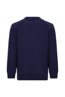 Koyu Lacivert Alpaka Yünlü Şal Yaka Düğmeli Cepli Triko Hırka / Ceket