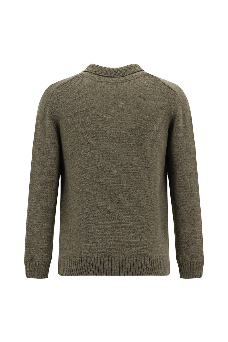 Orta Kahve Alpaka Yünlü Triko Hırka