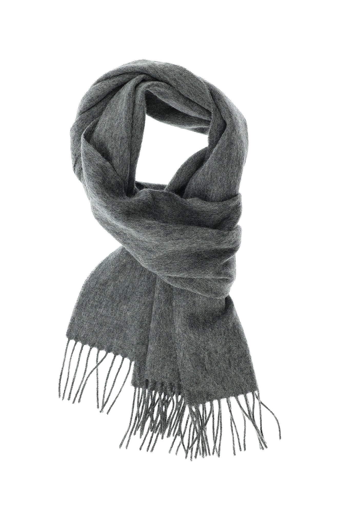 Orta Gri Desenli Yünlü Kaşmir Atkı