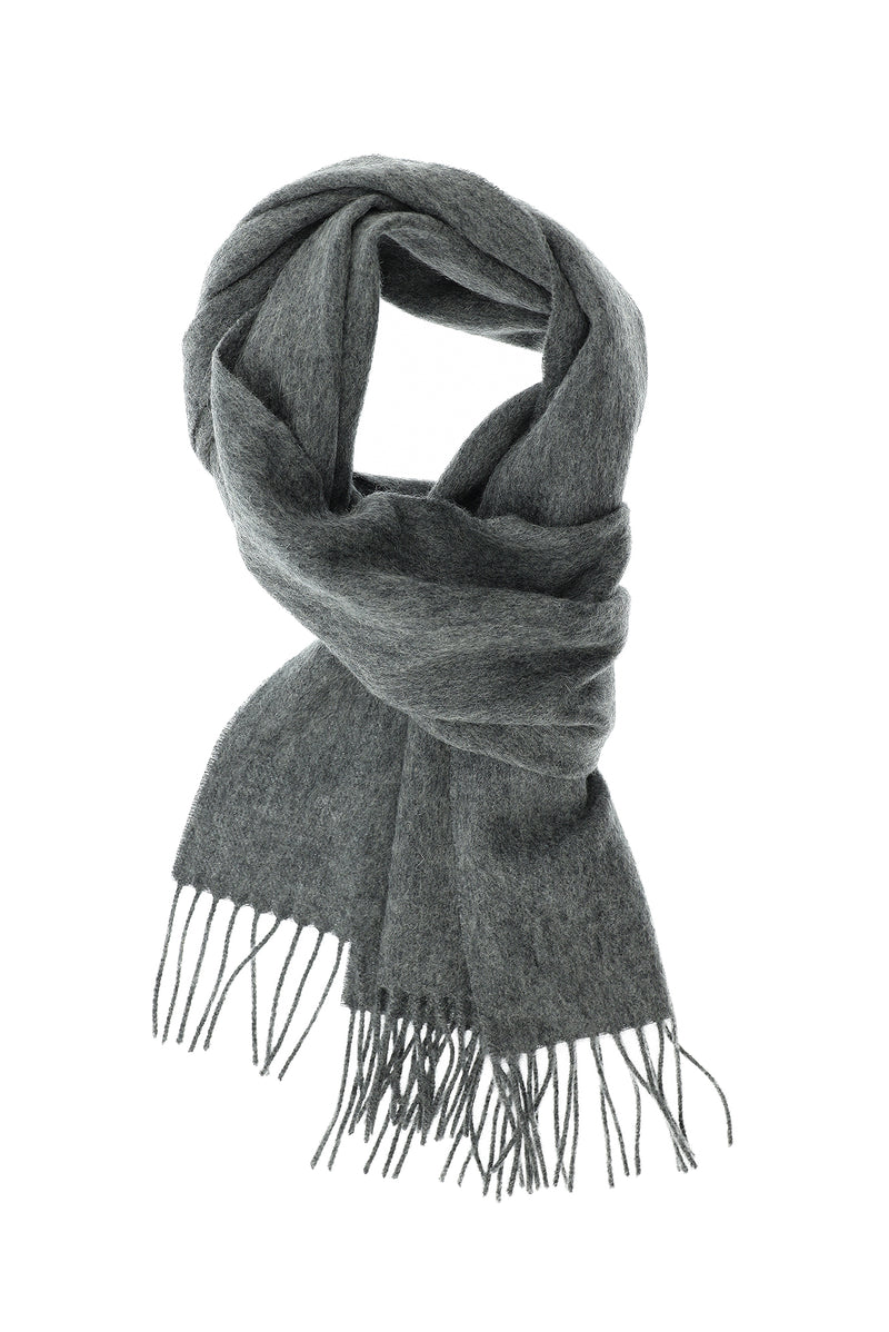 Orta Gri Desenli Yünlü Kaşmir Atkı