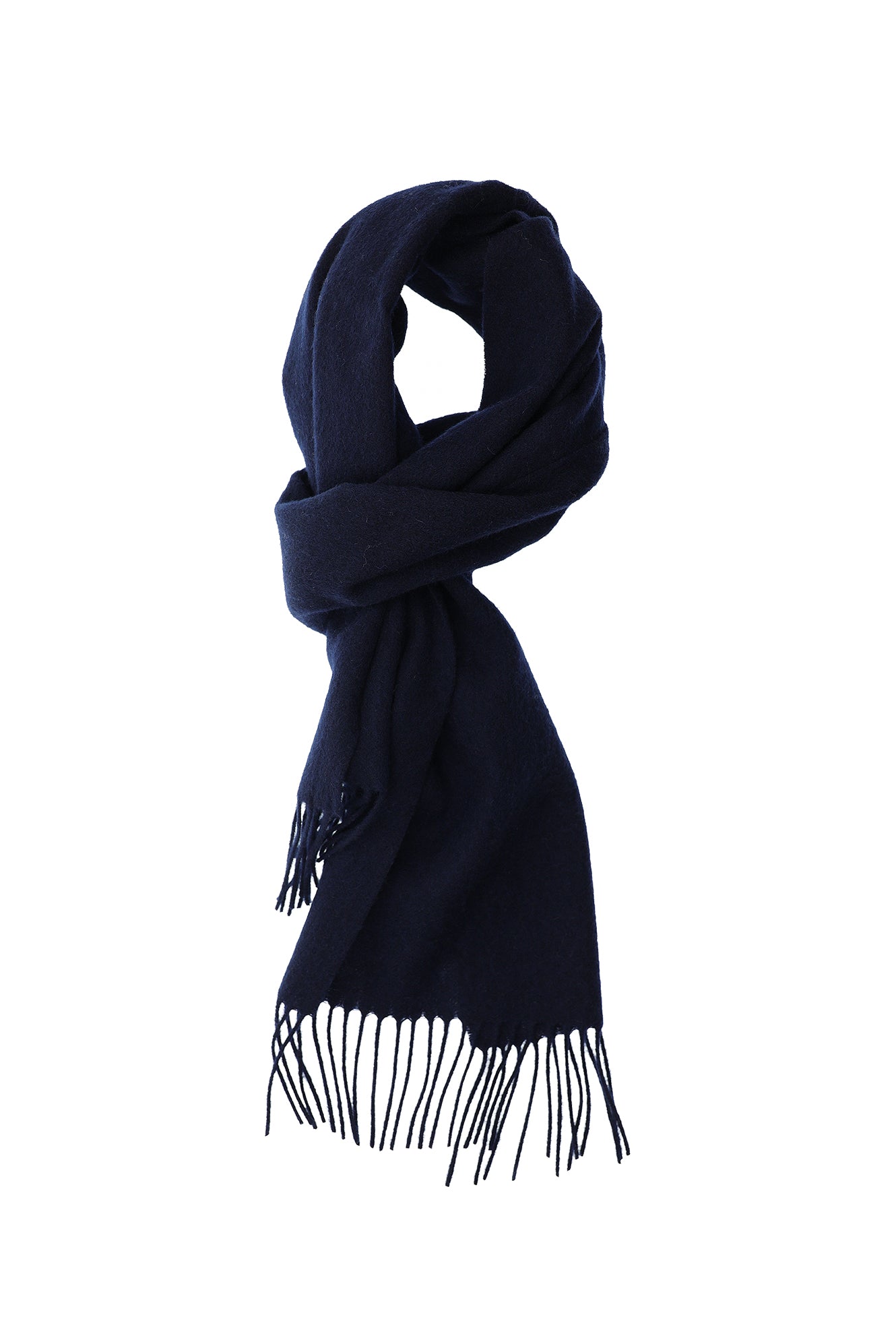 Koyu Lacivert Desenli Yünlü Kaşmir Atkı