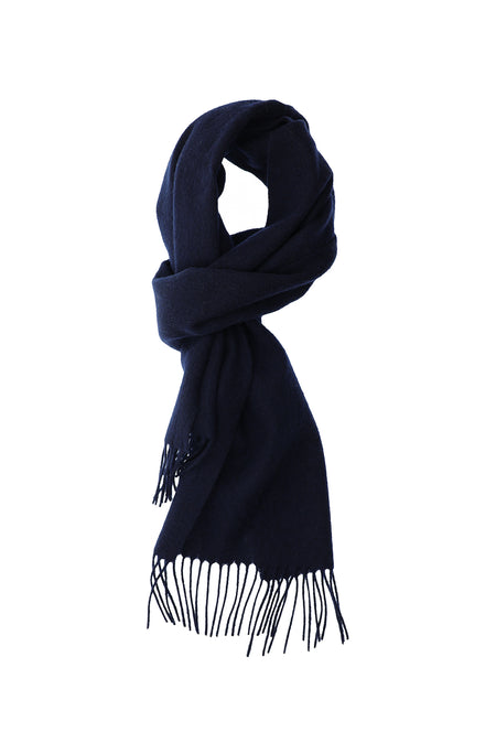 Koyu Lacivert Desenli Yünlü Kaşmir Atkı