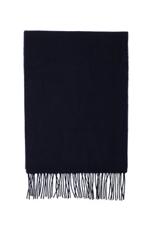 Koyu Lacivert Desenli Yünlü Kaşmir Atkı