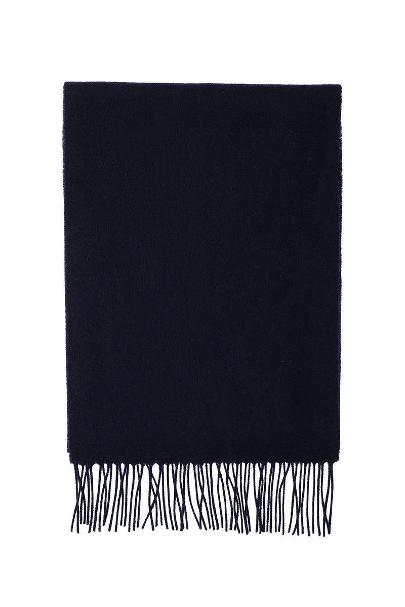 Koyu Lacivert Desenli Yünlü Kaşmir Atkı