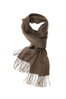 Orta Kahve Desenli Yünlü Kaşmir Atkı