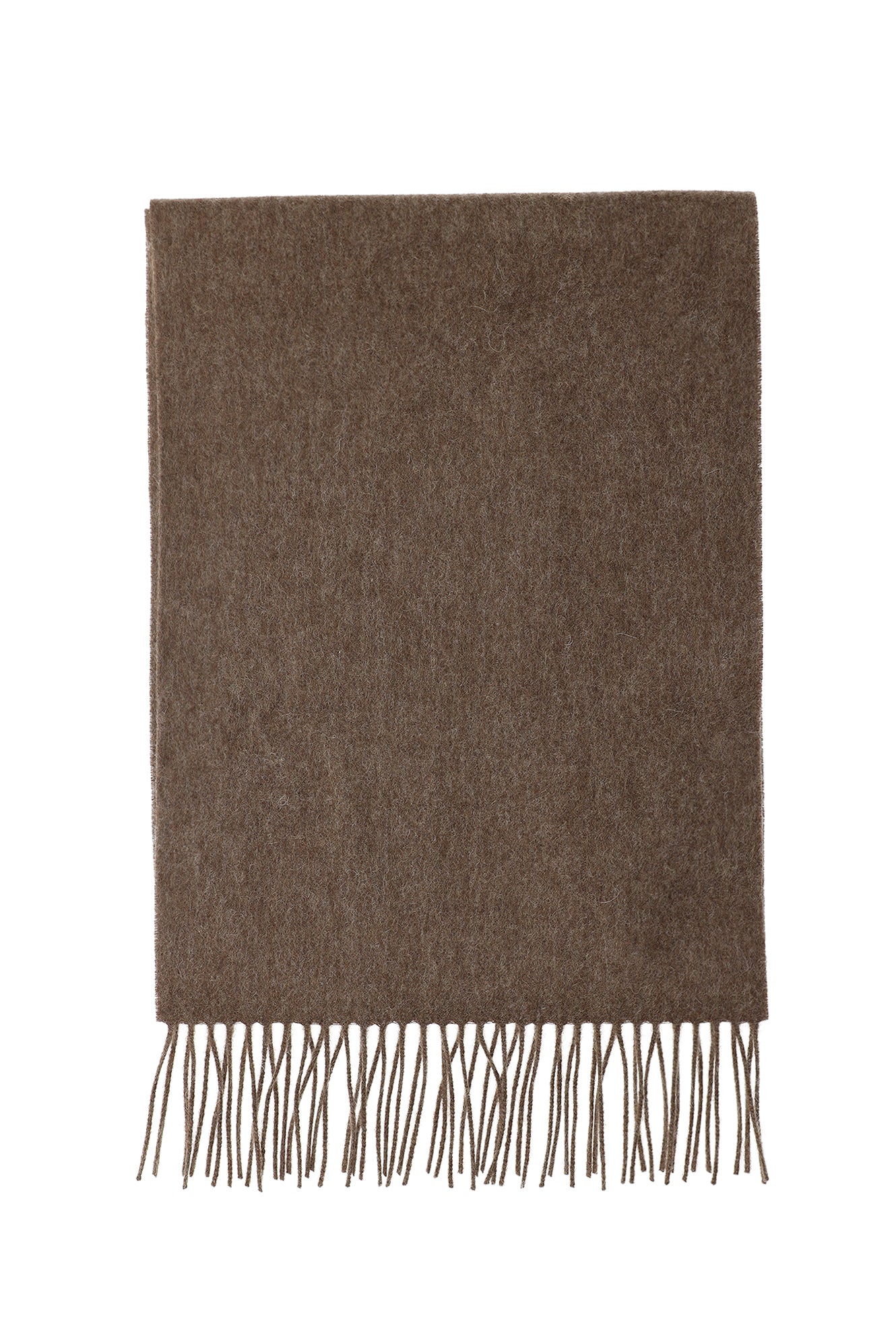 Orta Kahve Desenli Yünlü Kaşmir Atkı