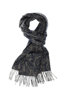 Koyu Lacivert Desenli Kaşmir Atkı