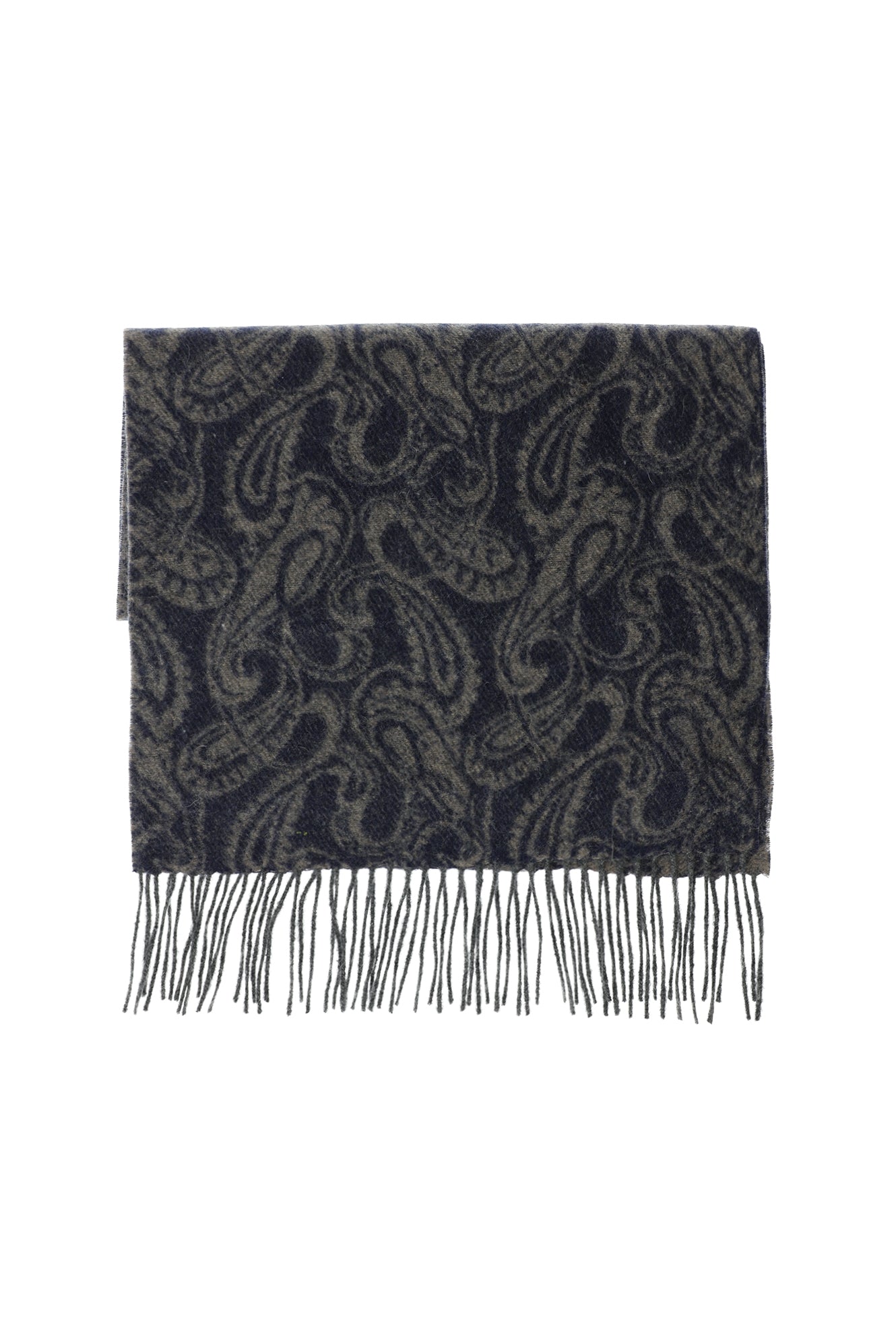 Koyu Lacivert Desenli Kaşmir Atkı