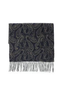 Koyu Lacivert Desenli Kaşmir Atkı