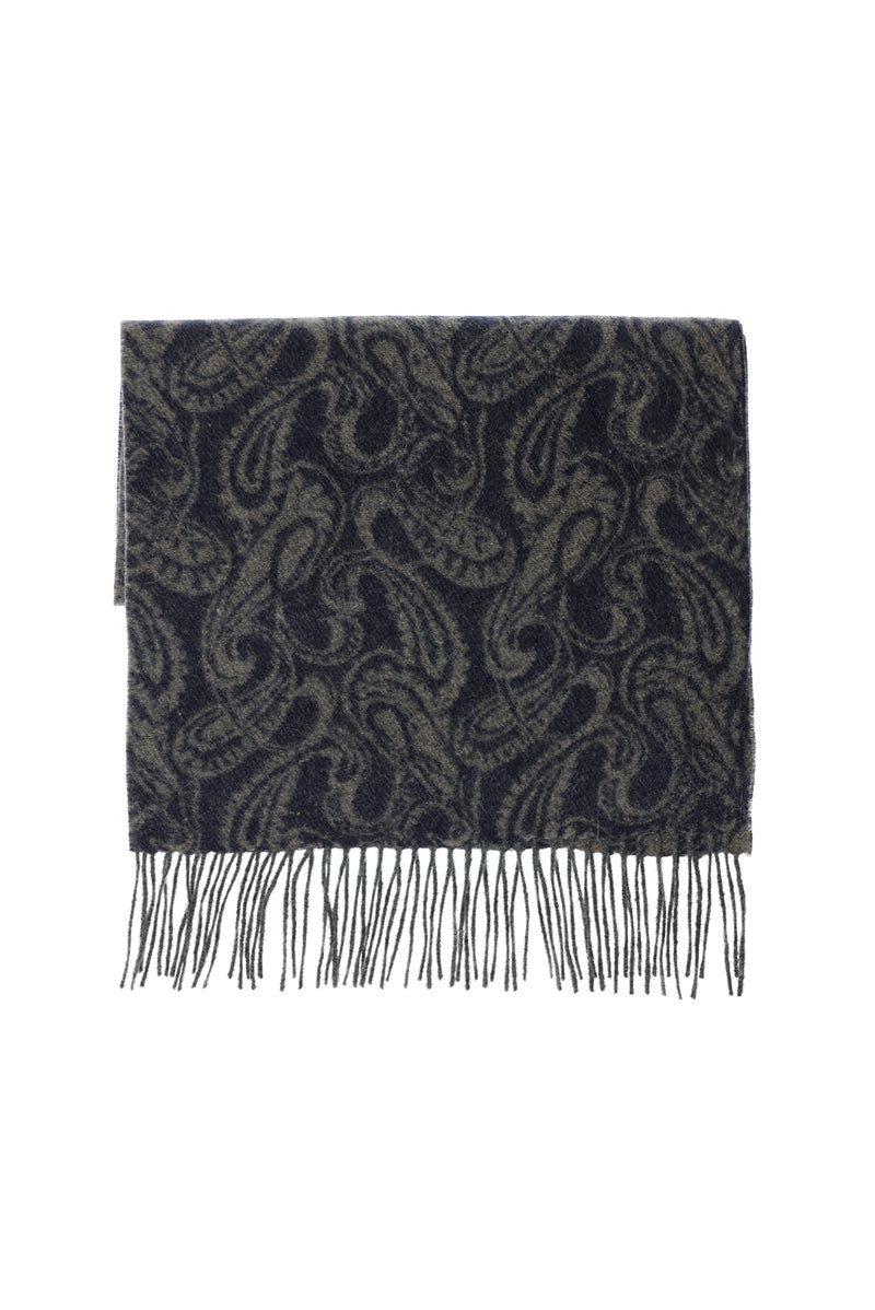 Koyu Lacivert Desenli Kaşmir Atkı