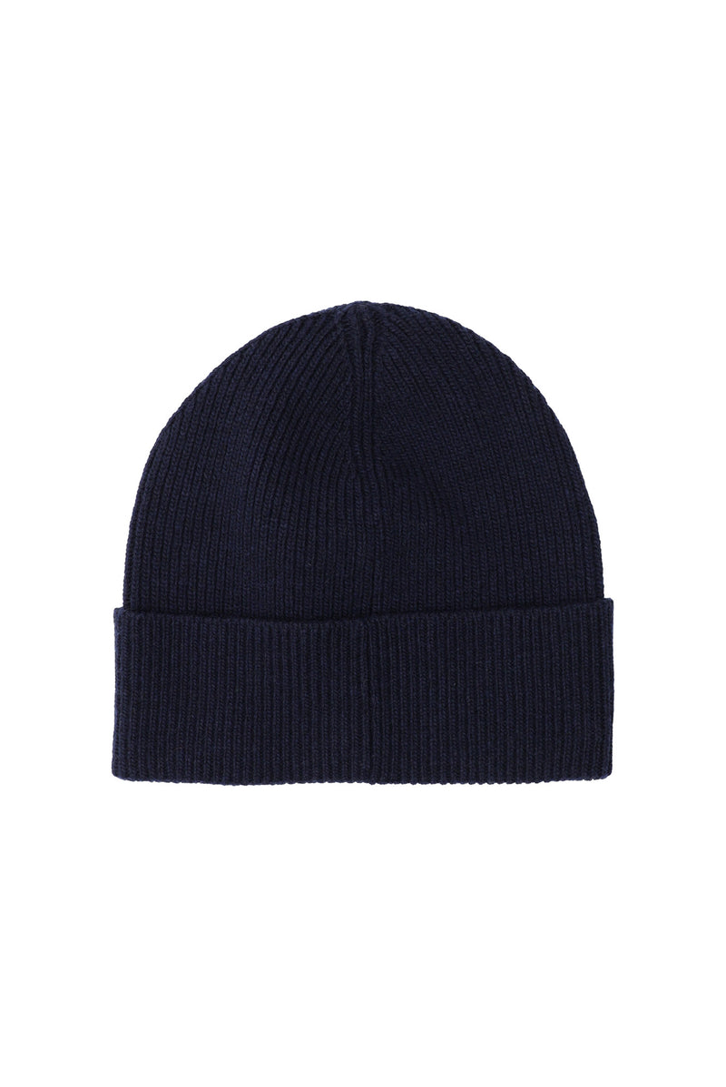 Koyu Lacivert Yünlü Kaşmirli Çizgili Bere