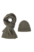 Orta Kahve Alpaka Yünlü Atkı & Bere Takımı