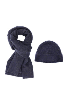 Koyu Mor Alpaka Yünlü Atkı & Bere Takımı