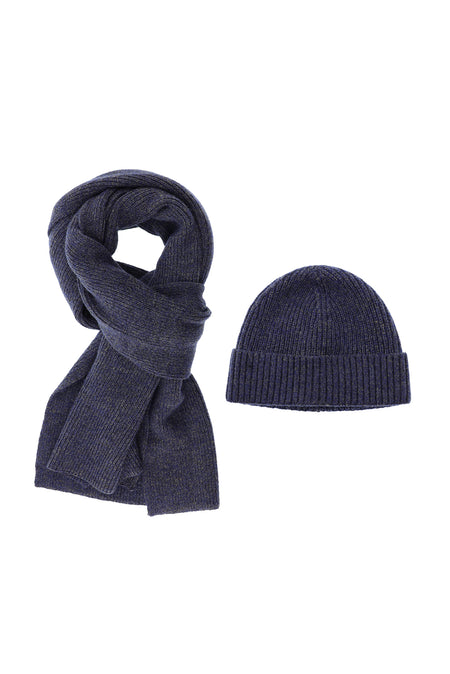 Koyu Mor Alpaka Yünlü Atkı & Bere Takımı