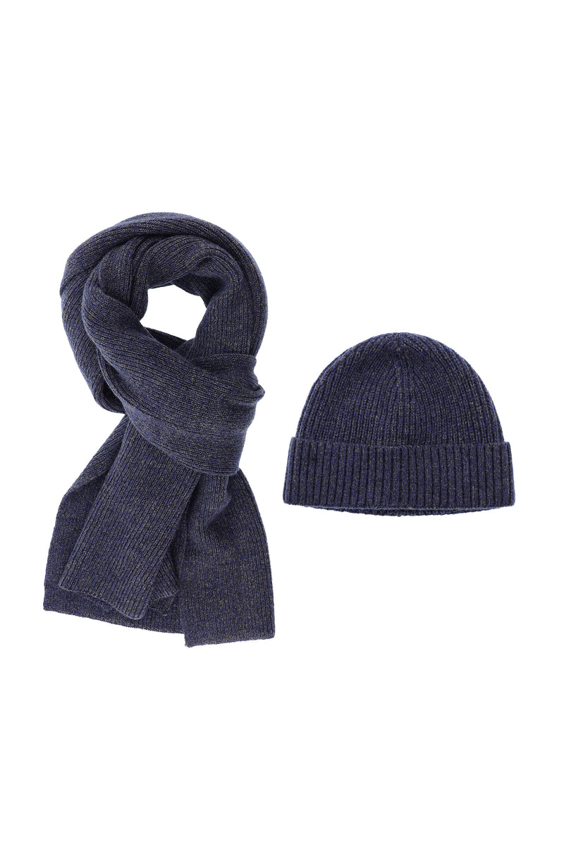 Koyu Mor Alpaka Yünlü Atkı & Bere Takımı