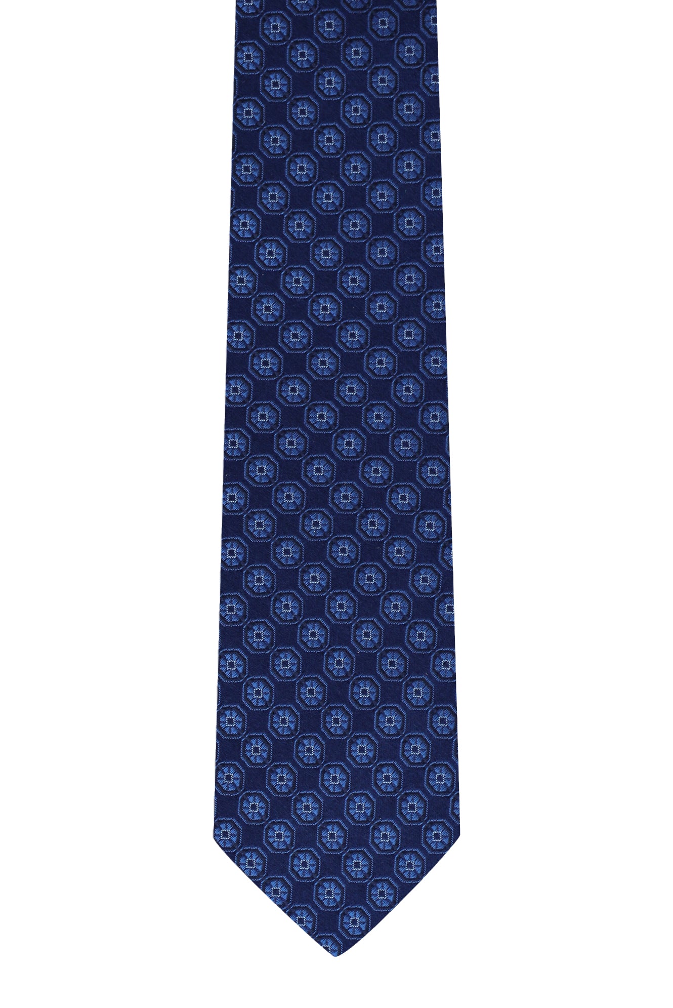 İndigo Desenli İtalyan İpek Kravat