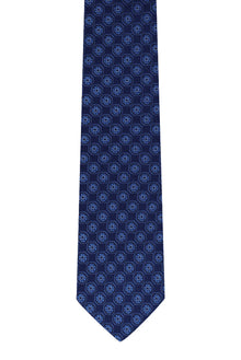 İndigo Desenli İtalyan İpek Kravat