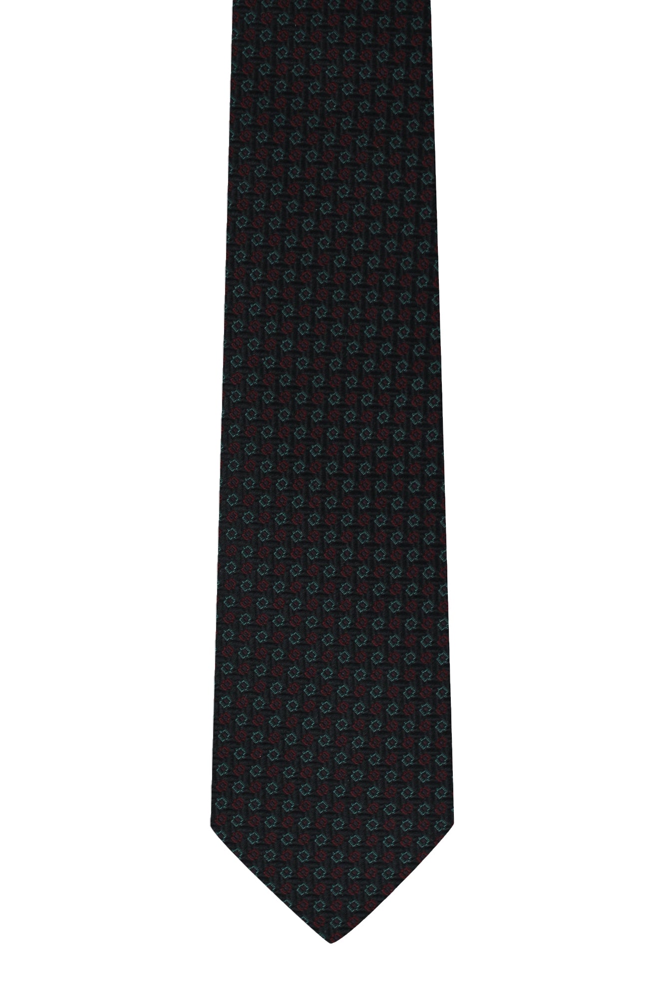 Koyu Yeşil Desenli İtalyan İpek Kravat