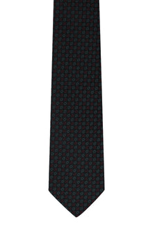 Koyu Yeşil Desenli İtalyan İpek Kravat