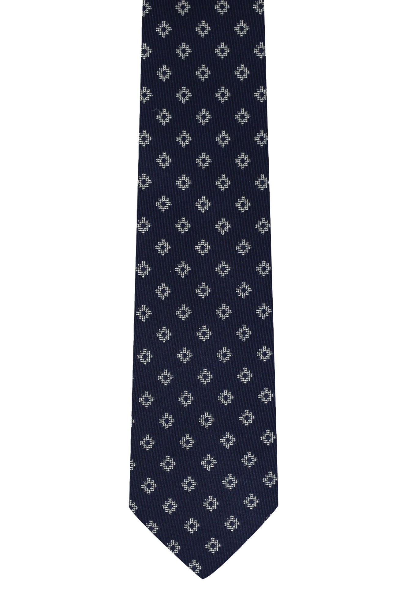 Koyu Lacivert Desenli İtalyan İpek Kravat