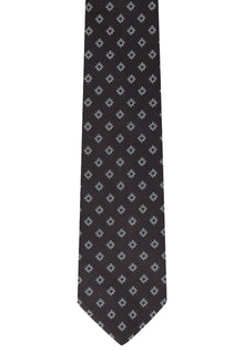 Koyu Kahve Desenli İtalyan İpek Kravat