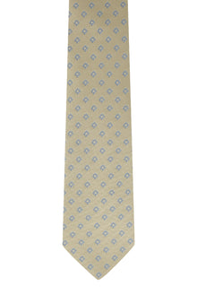 Orta Bej Desenli İtalyan İpek Kravat