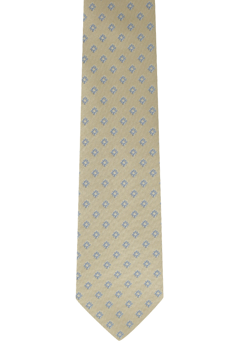 Orta Bej Desenli İtalyan İpek Kravat