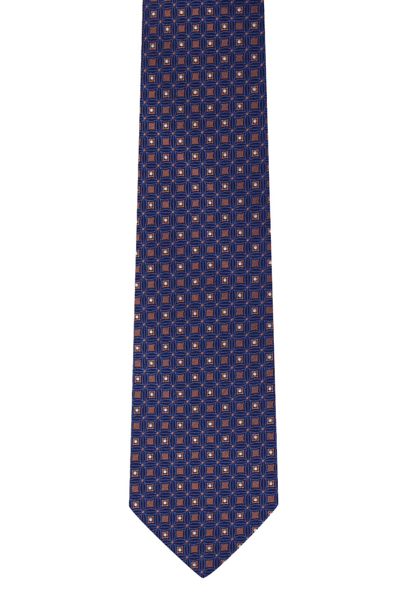 Koyu Lacivert Desenli İtalyan İpek Kravat