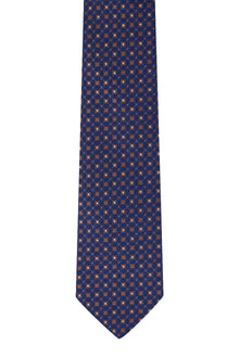 Koyu Lacivert Desenli İtalyan İpek Kravat