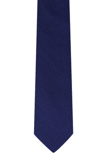 Koyu Lacivert Desenli İtalyan İpek Kravat