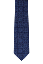 Koyu Lacivert Desenli İtalyan İpek Kravat