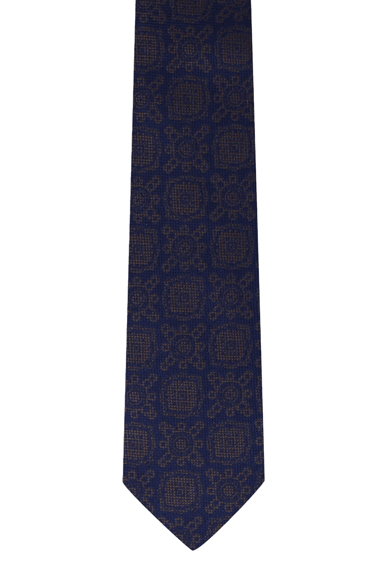 Koyu Kahve Desenli İtalyan İpek Kravat