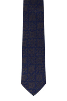 Koyu Kahve Desenli İtalyan İpek Kravat