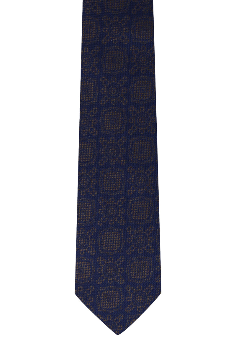 Koyu Kahve Desenli İtalyan İpek Kravat