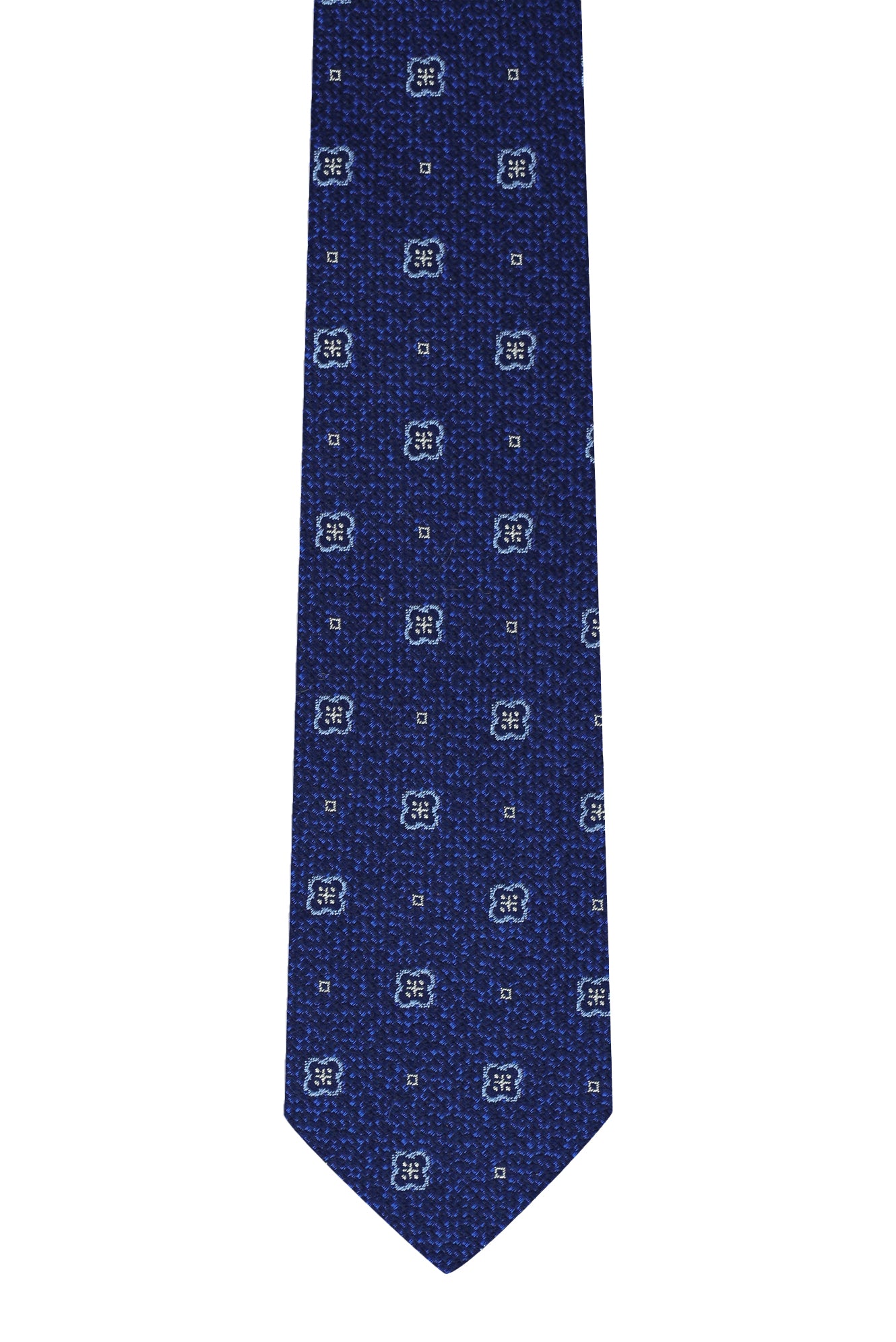 Koyu Lacivert Desenli İtalyan İpek Kravat