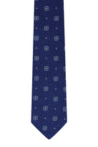 Koyu Lacivert Desenli İtalyan İpek Kravat