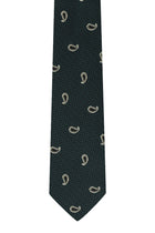 Koyu Yeşil Desenli İtalyan İpek Kravat