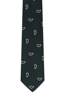 Koyu Yeşil Desenli İtalyan İpek Kravat