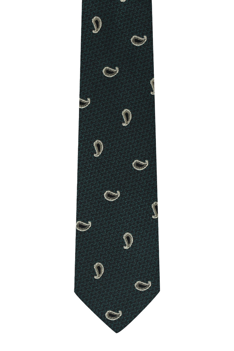 Koyu Yeşil Desenli İtalyan İpek Kravat