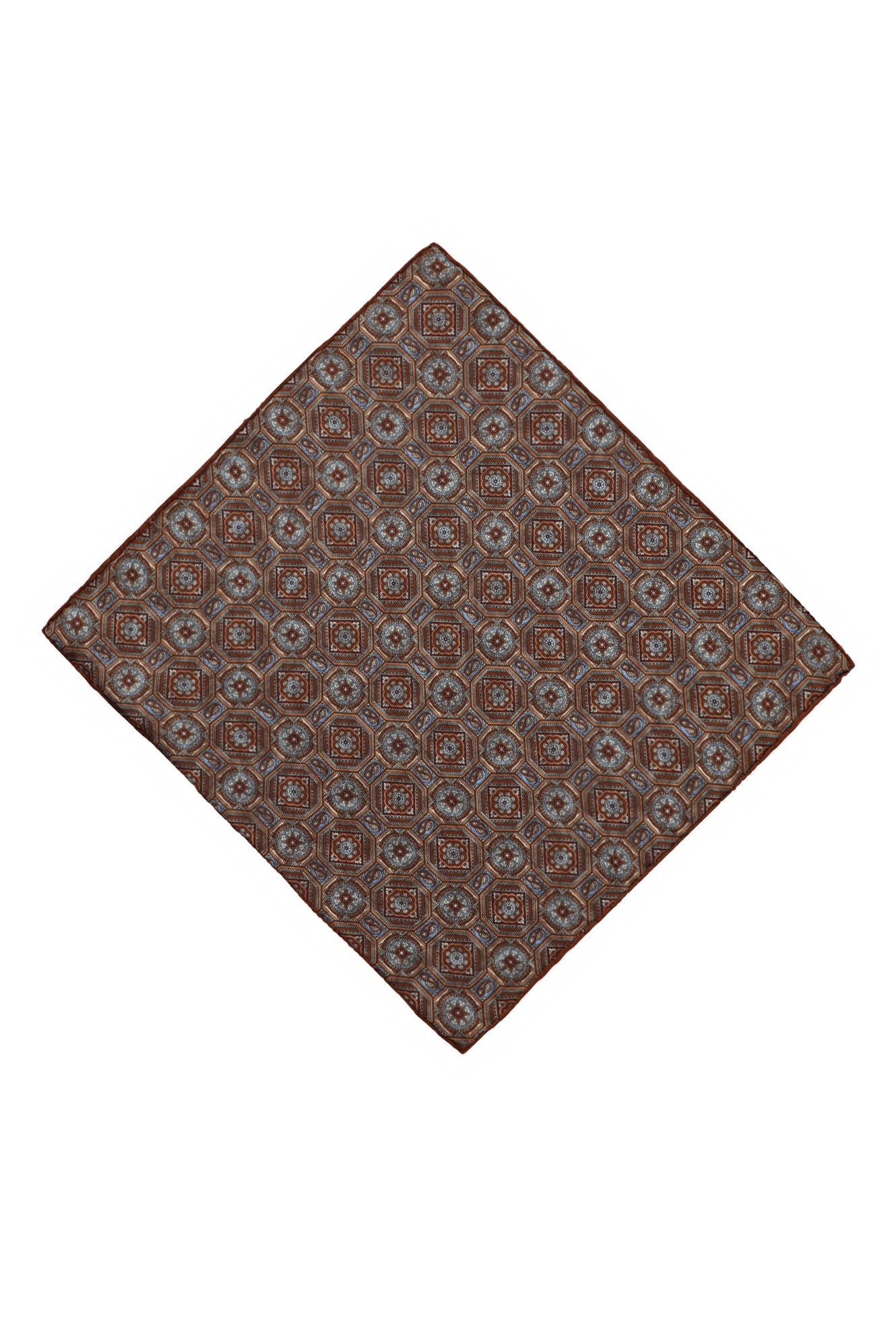 Orta Turuncu Desenli Çift Taraflı Mendil