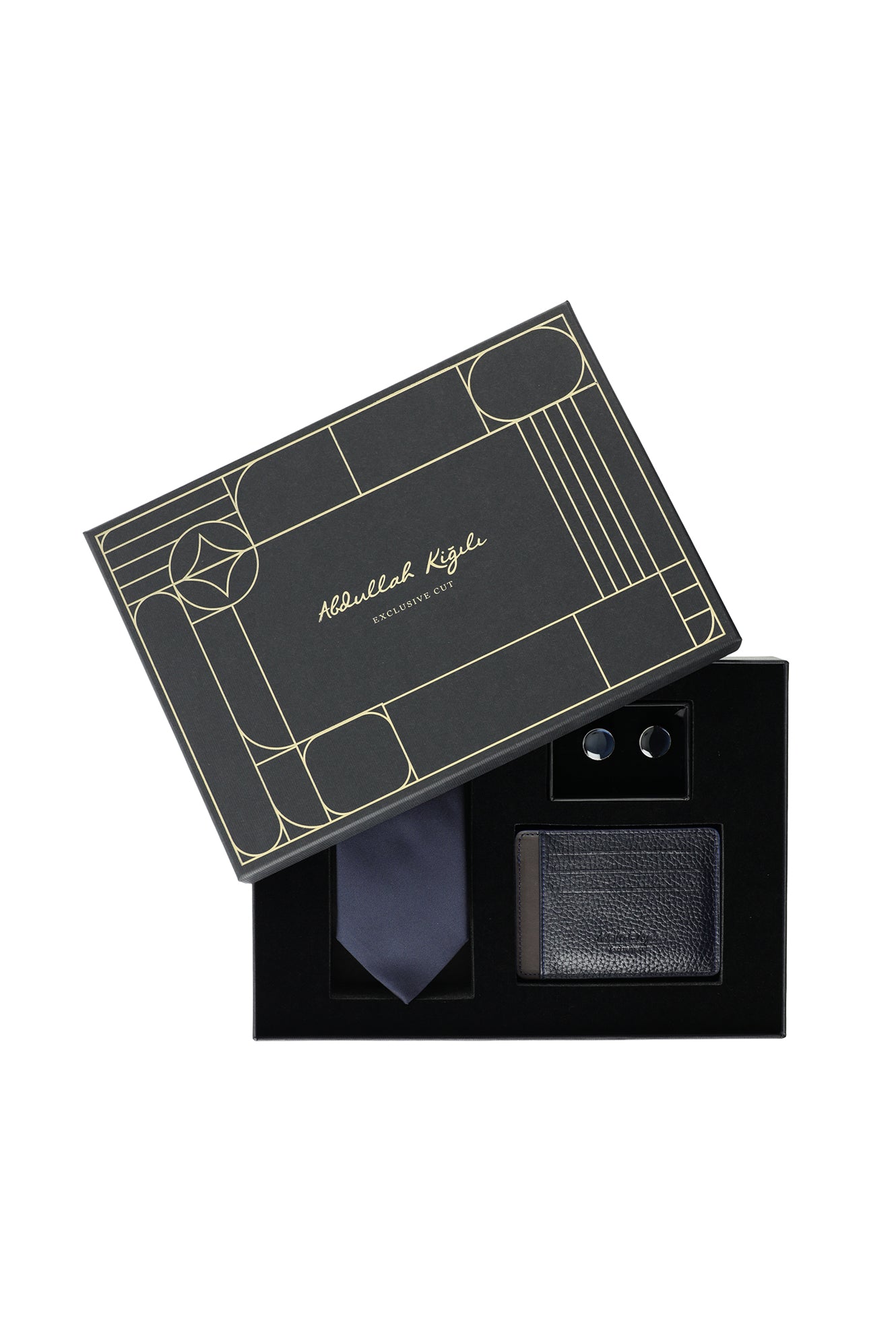 3'lü Kartlık & Kravat & Kol Düğmesi Hediye Kutulu Set