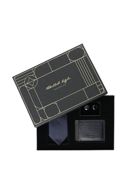 3'lü Kartlık & Kravat & Kol Düğmesi Hediye Kutulu Set