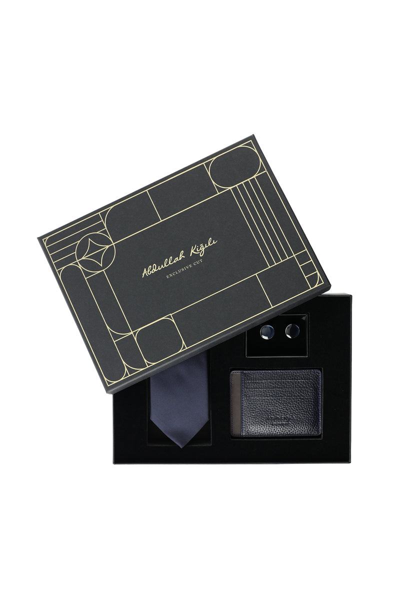 3'lü Kartlık & Kravat & Kol Düğmesi Hediye Kutulu Set