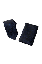 Lacivert 2'li İpek Karışımlı Desenli Kravat & Mendil Seti