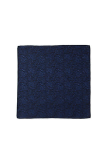 Lacivert 2'li İpek Karışımlı Desenli Kravat & Mendil Seti