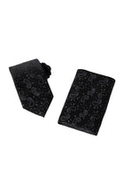 Siyah 2'li İpek Karışımlı Desenli Kravat & Mendil Seti