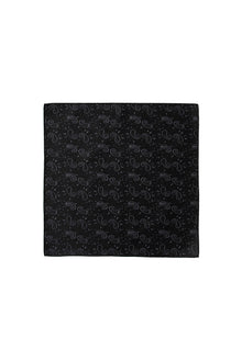 Siyah 2'li İpek Karışımlı Desenli Kravat & Mendil Seti